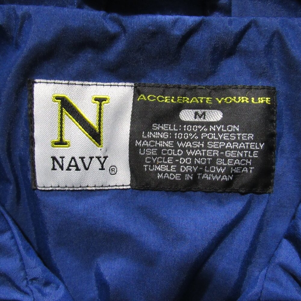 Vtg 1990 Authentic Navy Accelerate Your Life Medium warm up Navy track jacket - Picture 10 of 16